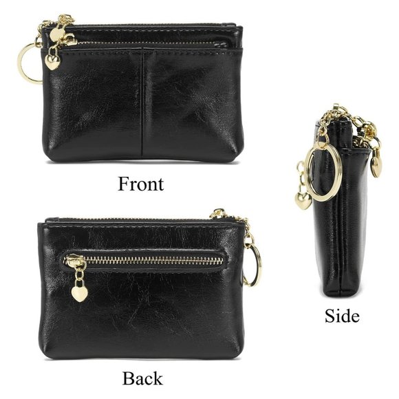 Mini Coin Purse W/ Key Ring Triple Zipper Fashion, PU Leather Card Holde… - Picture 4 of 7